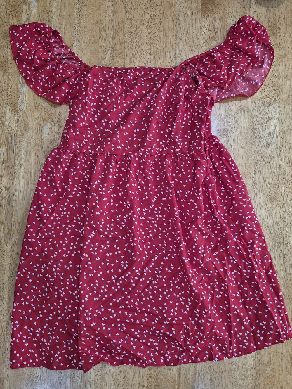 NWOT Plus Size Red Heart-Print Off The Shoulder Mini Dress